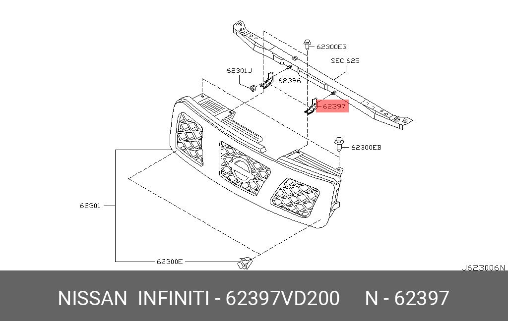62397VD200 NISSAN КРОНШТЕЙН КУЗОВНОЙ
