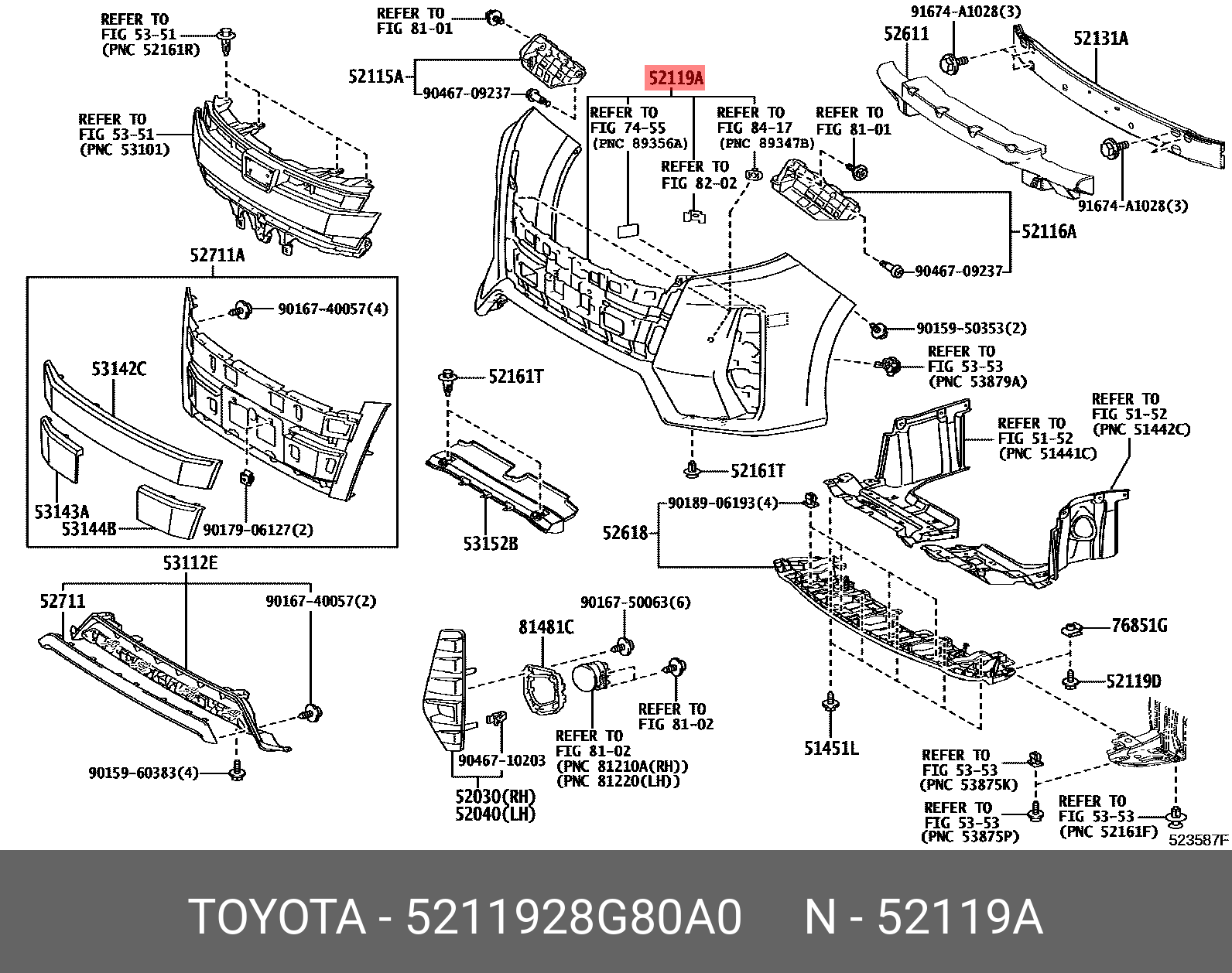5211928G80A0 TOYOTA Бампер передний