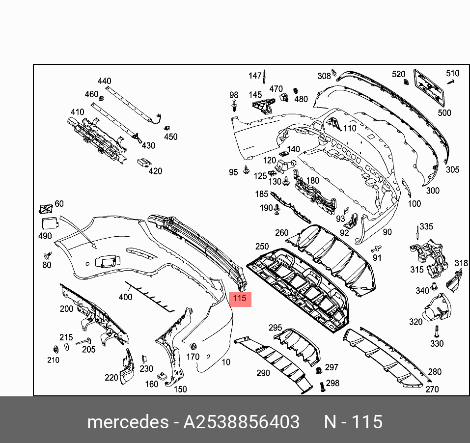 A2538856403 MERCEDES-BENZ НАПОЛНИТЕЛЬ БАМПЕРА ЗАДНЕГО