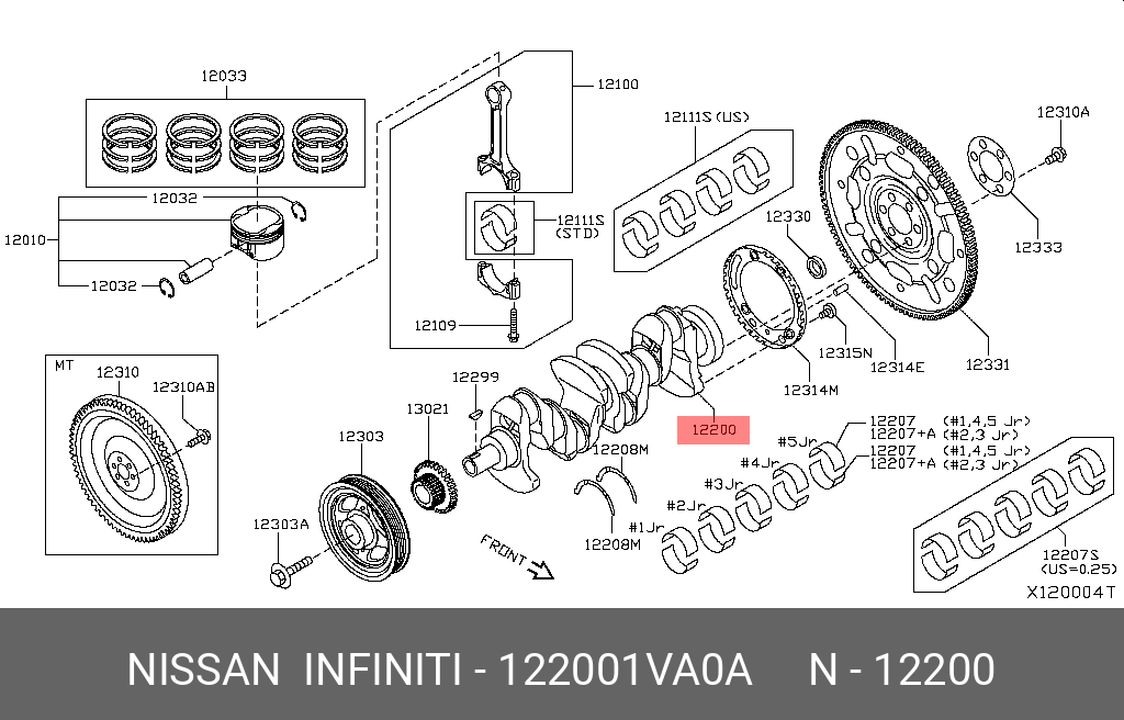 122001VA0A NISSAN Коленвал