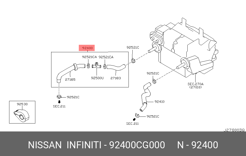 92400CG000 NISSAN ПАТРУБОК РЕЗИНОВЫЙ