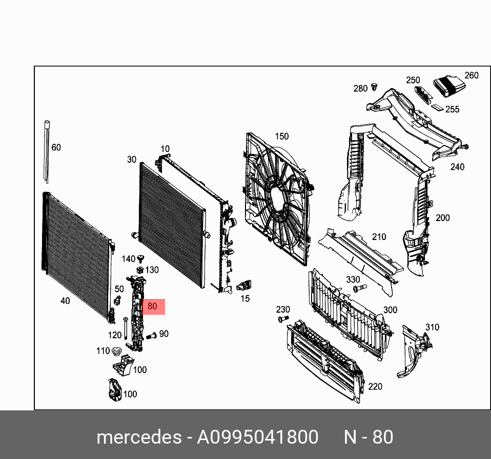 0995041800 MERCEDES-BENZ РАМКА КРЕПЛЕНИЯ РАДИАТОРА.