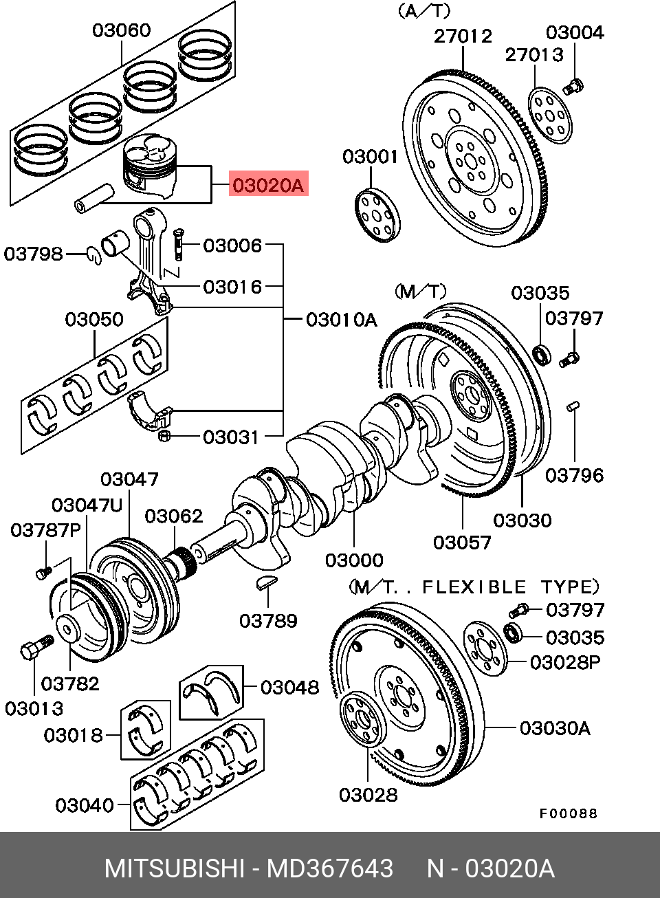 MD367643 MITSUBISHI ПОРШЕНЬ ДВИГАТЕЛЯ