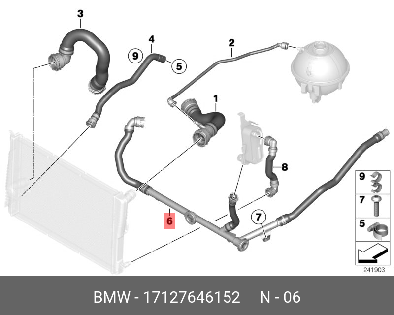 17127646152 BMW Патрубок системы охлаждения