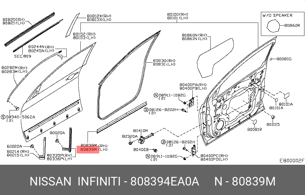 808394EA0A NISSAN УПЛОТНЕНИЕ ДВЕРИ