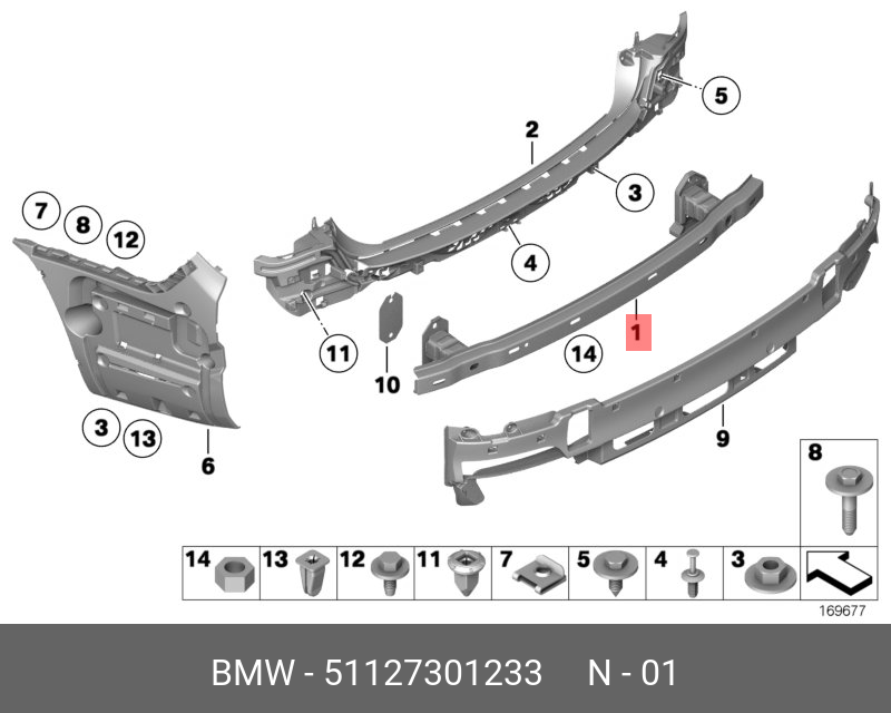 51127301233 BMW Кронштейн бампера Зд