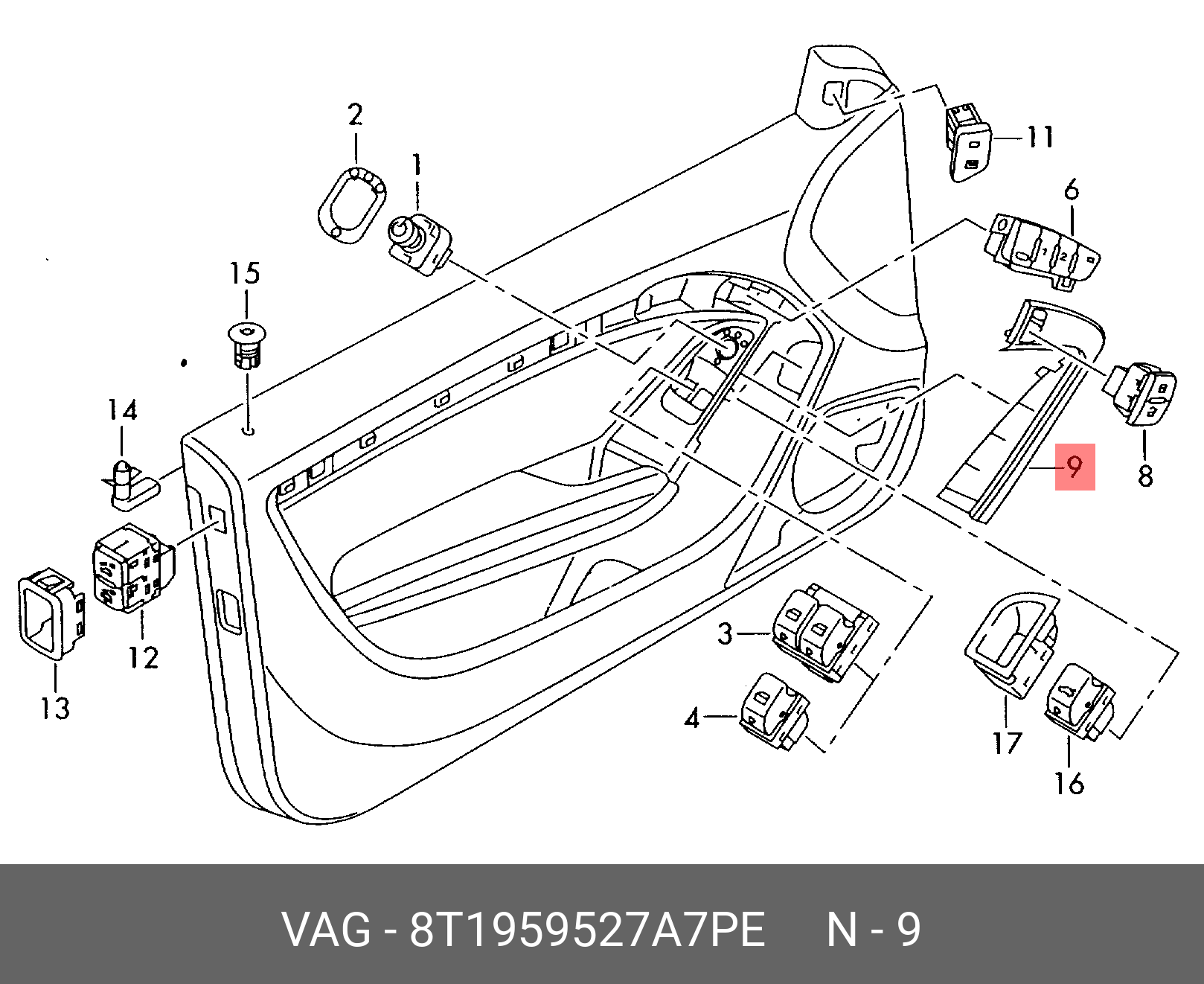 8T1959527A7PE VAG Накладка для выключателя