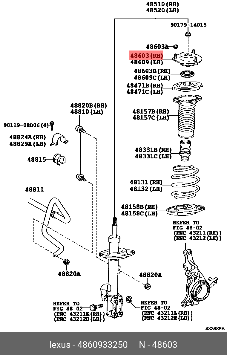 4860933250 TOYOTA СУППОРТ АМОРТИЗАТОРА