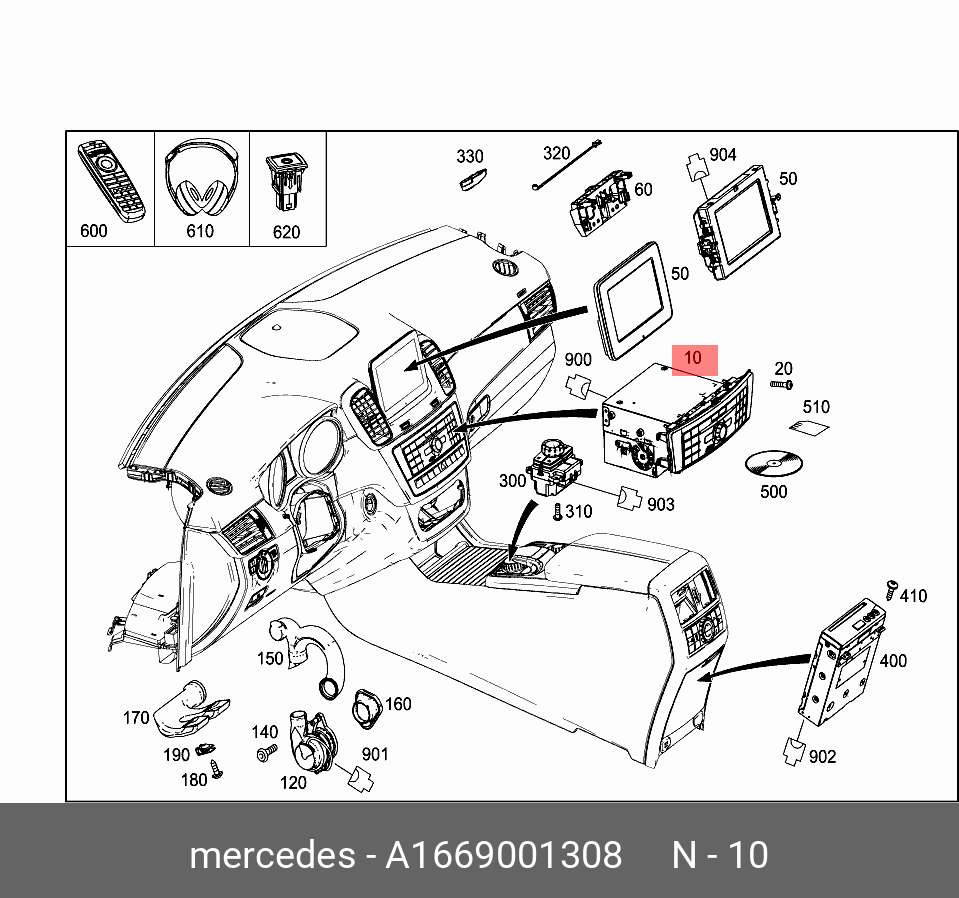 A1669001308 MERCEDES-BENZ МАГНИТОЛА AUDIO 20