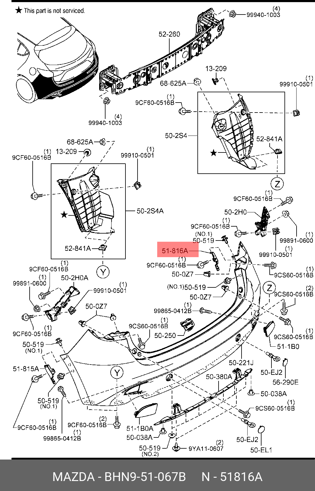 BHN951067B MAZDA КРОНШТЕЙН ЗАДНЕГО БАМПЕРА ПРАВЫЙ