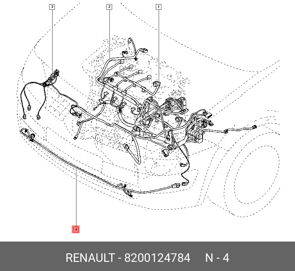 8200124784 RENAULT ЭЛ КАБЕЛЬ ПРОТИВОТУМ ФАР купить в интернет-магазине  AvtoTO