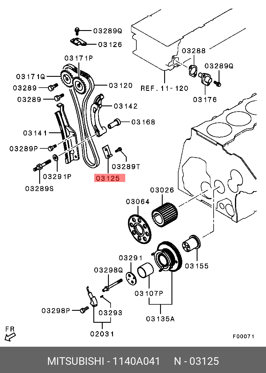 1140A041 MITSUBISHI НАПРАВЛЯЮЩАЯ ЦЕПИ ГРМ