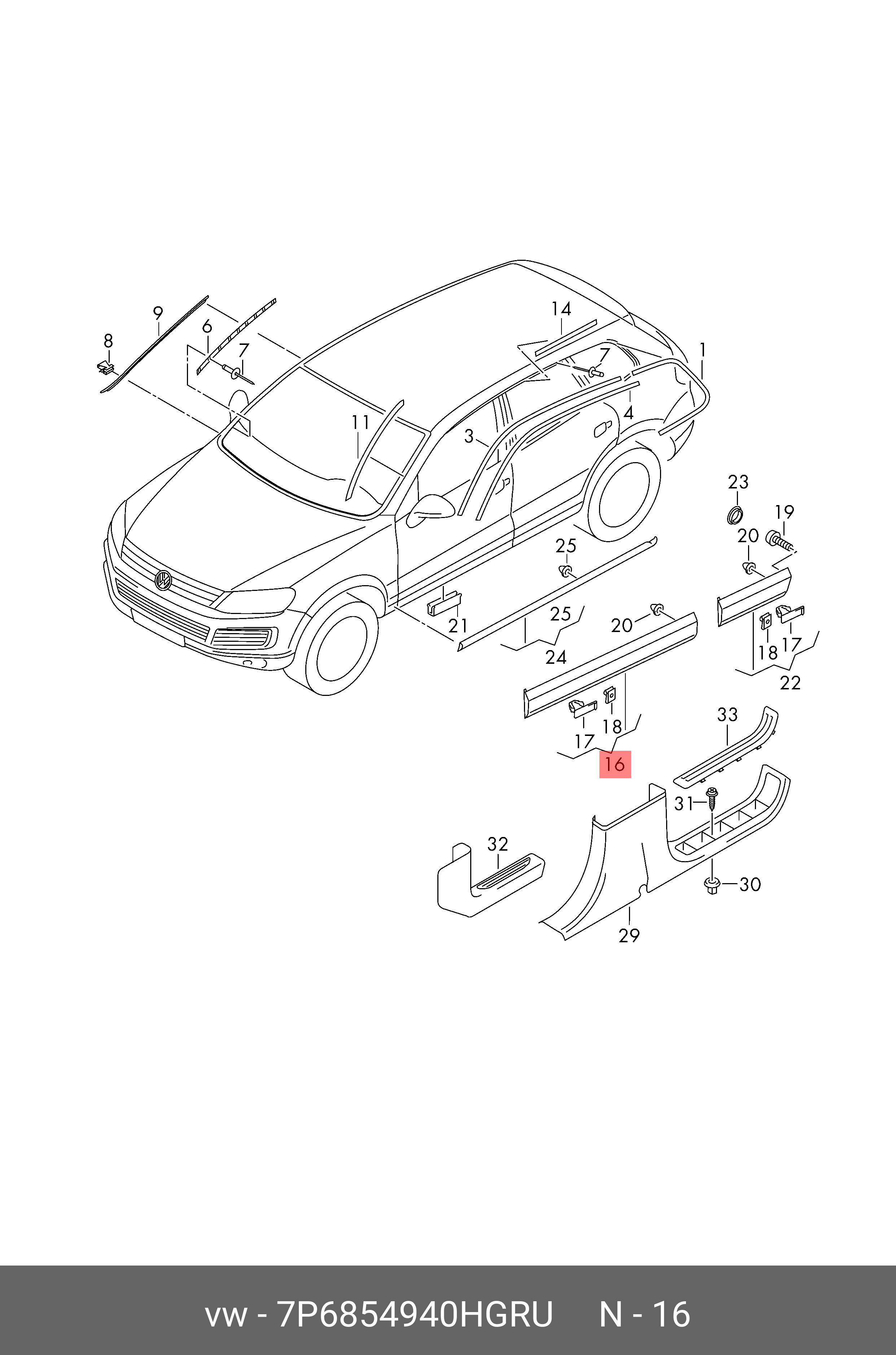 7P6854940HGRU VAG Накладка для двери