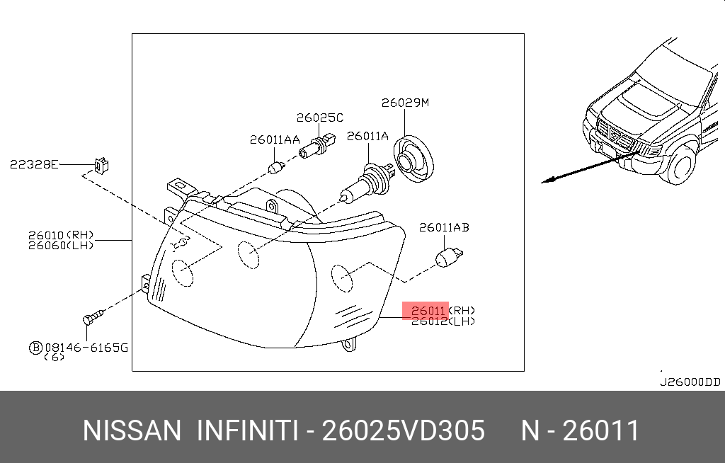 26025VD305 NISSAN ФАРА