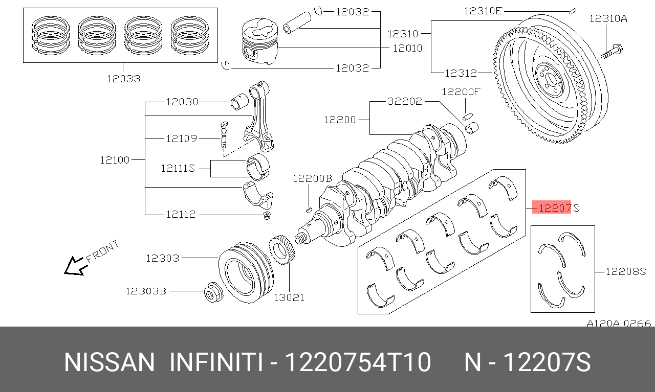 1220754T10 NISSAN ВКЛАДЫШ ШАТУННЫЙ
