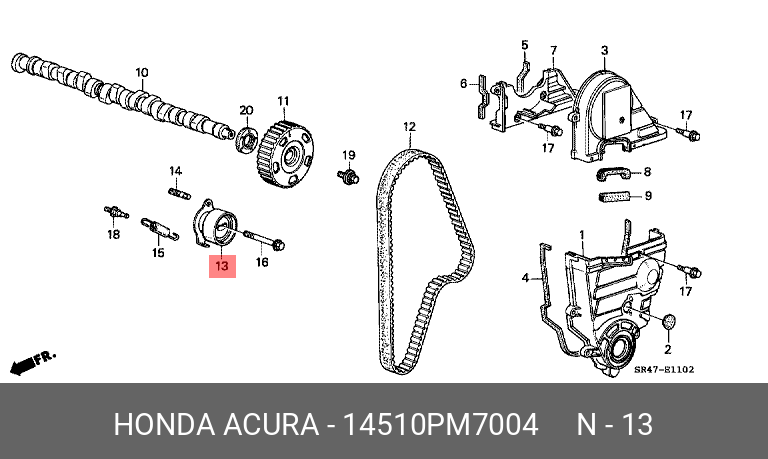 14510PM7004 HONDA РОЛИК НАТЯЖИТЕЛЯ
