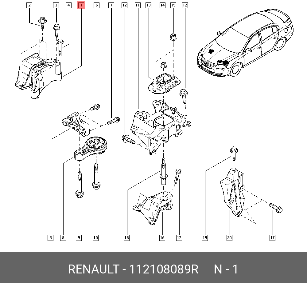 112108089R RENAULT ОПОРА ДВИГАТЕЛЯ (М (DYNAMIC INSUL-HYDR)
