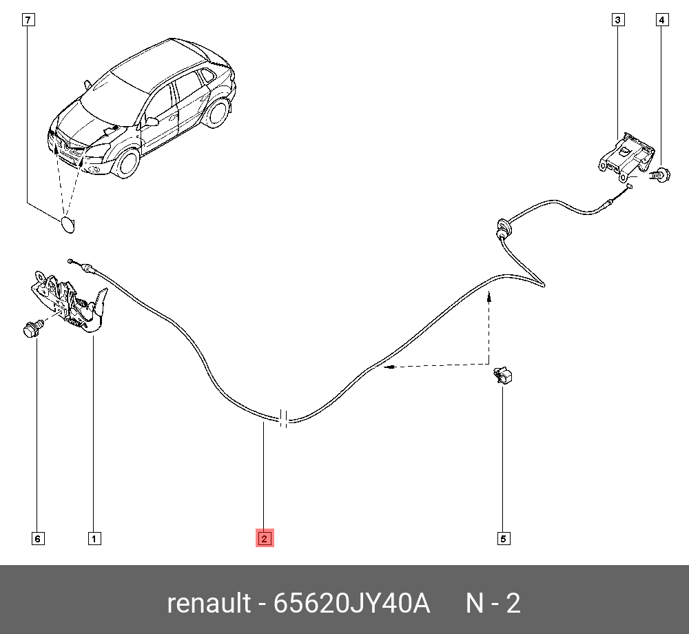 65620JY40A RENAULT Трос капота Koleos