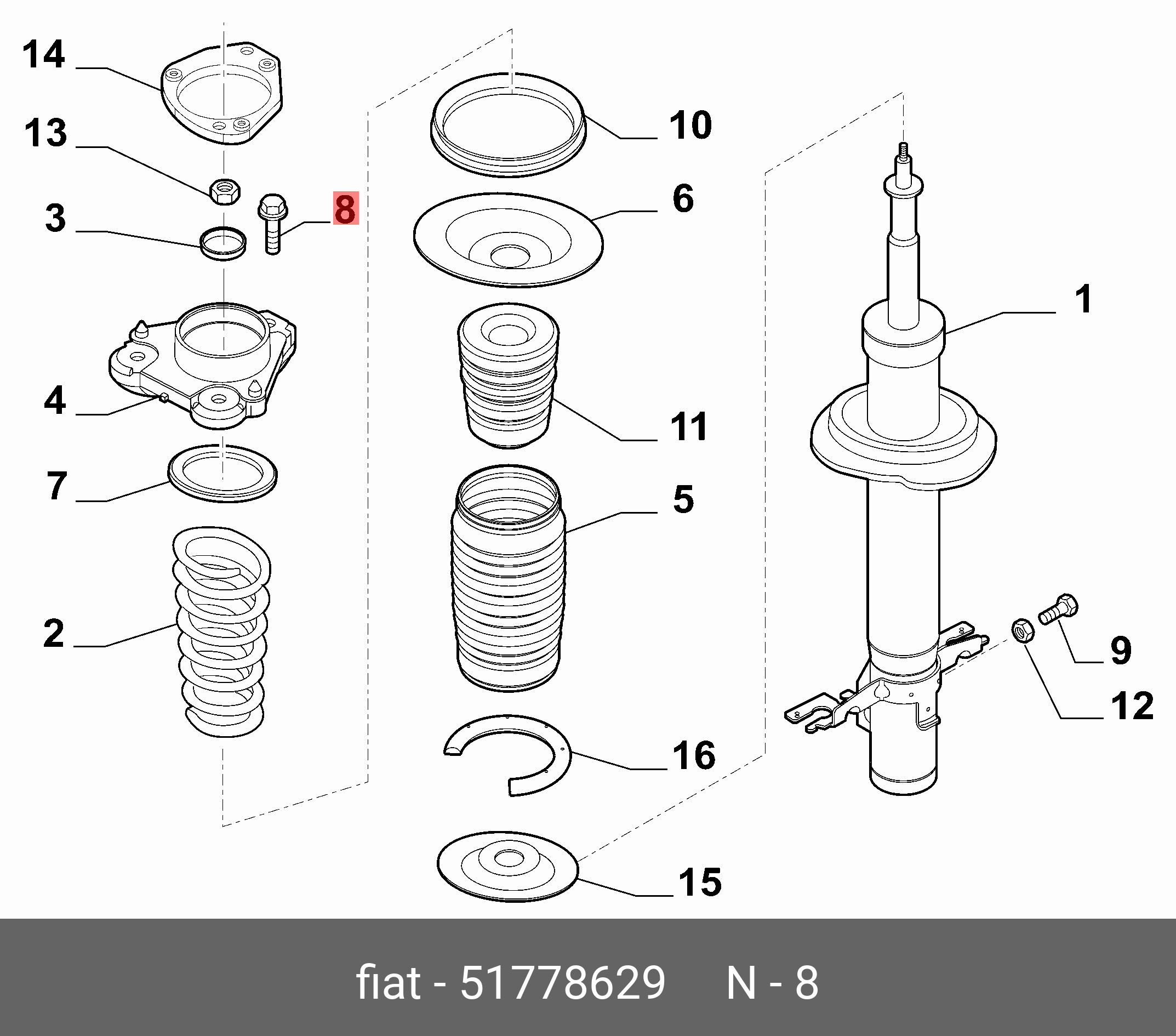 51778629 FIAT/ALFA/LANCIA Болт m8x45