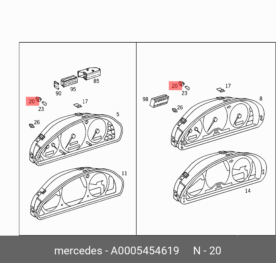 0005454619 MERCEDES-BENZ ПАТРОН ЛАМПОЧКИ