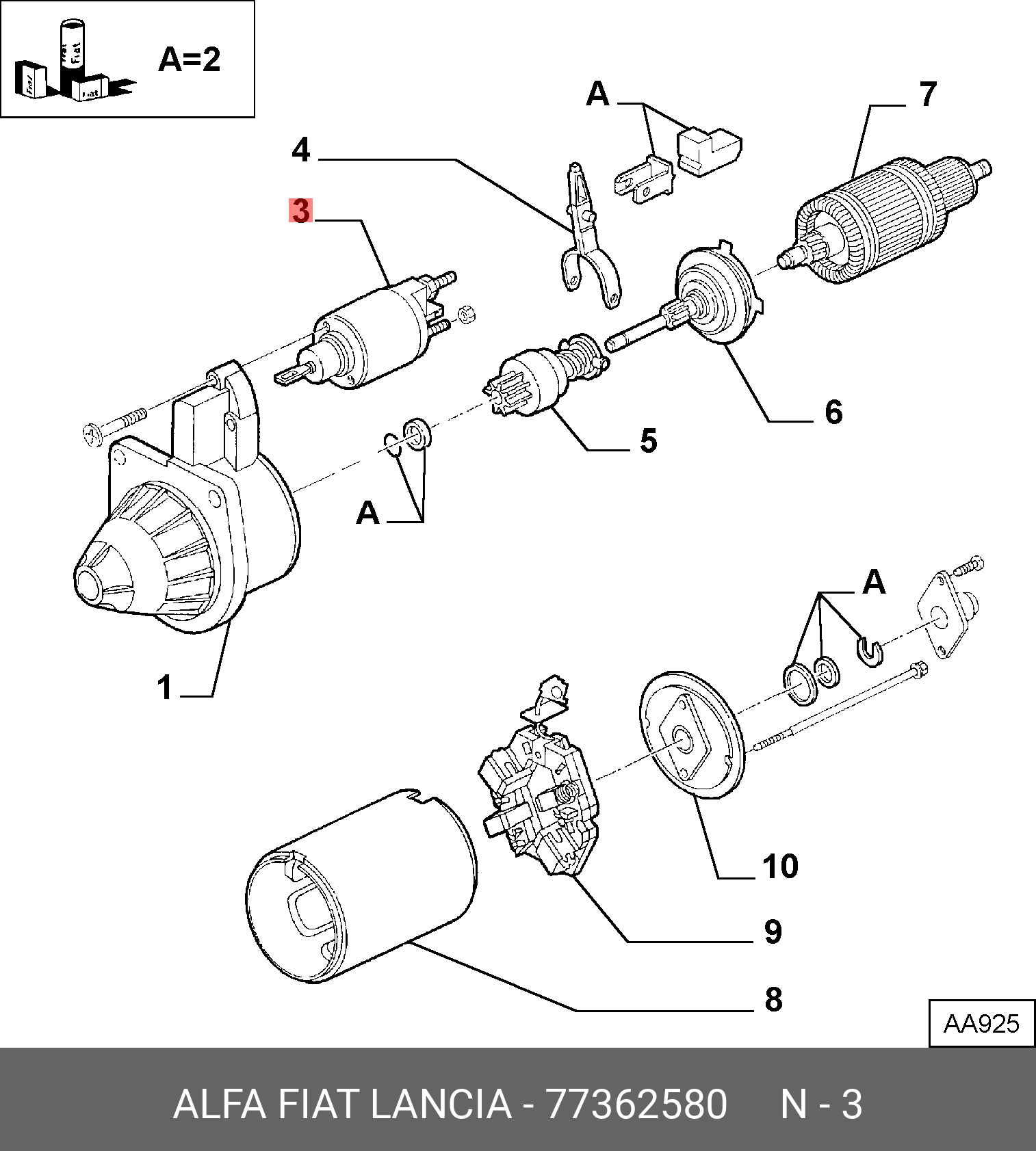 77362580 FIAT/ALFA/LANCIA Реле, стартер