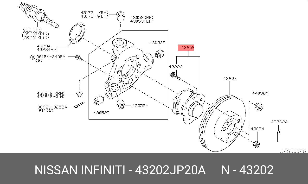 43202JP20A NISSAN СТУПИЦА КОЛЕСА