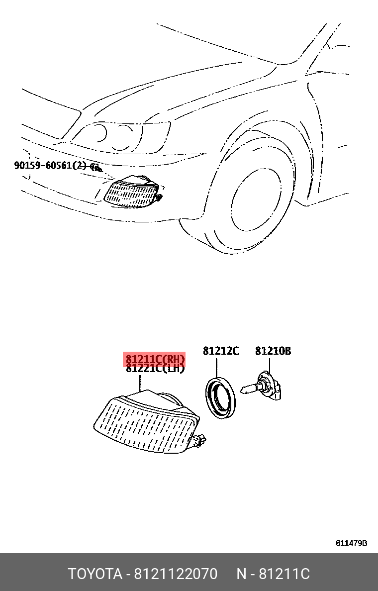 8121122070 TOYOTA ФАРА ПРОТИВОТУМАННАЯ
