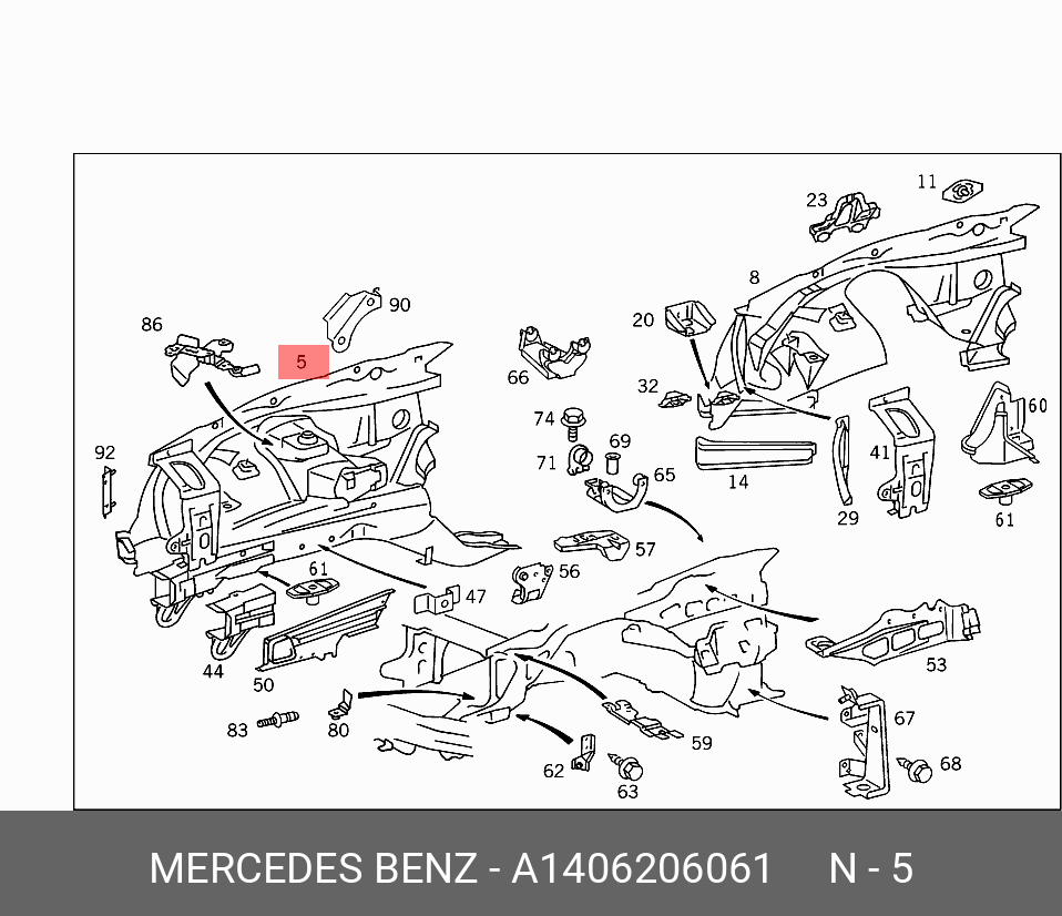 A1406206061 MERCEDES-BENZ RADEINBAU,WHEELHOUSE,ApronRailAssembly
