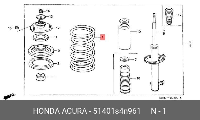 51401S4N961 HONDA Пружина ходовой части
