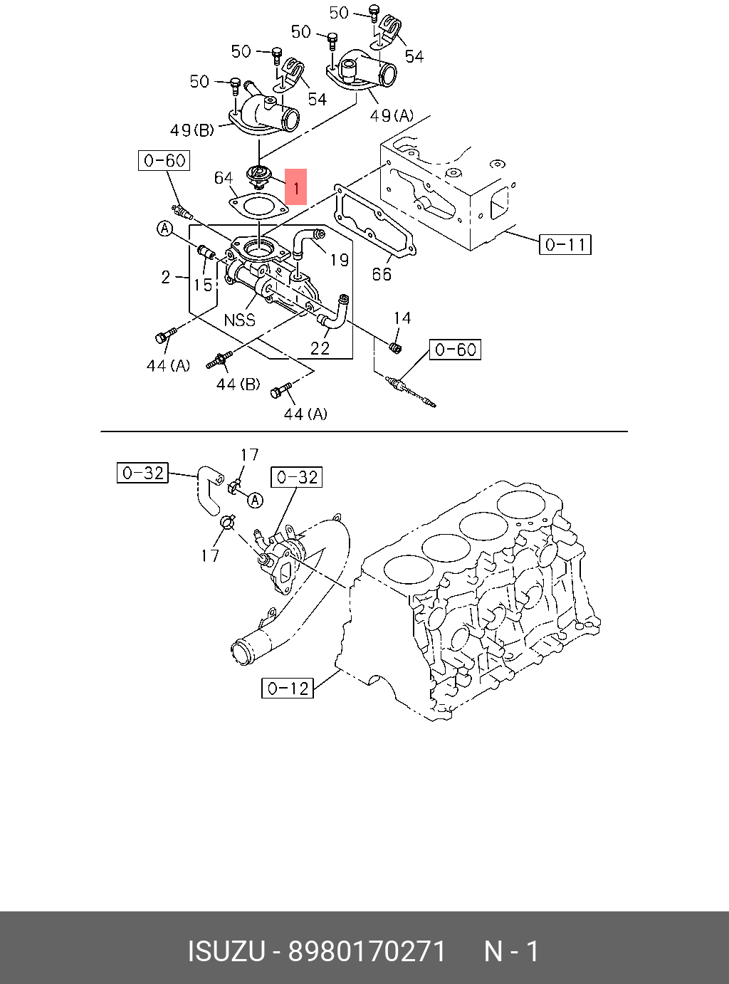 8980170271 ISUZU Термостат, охлаждающая жидкость