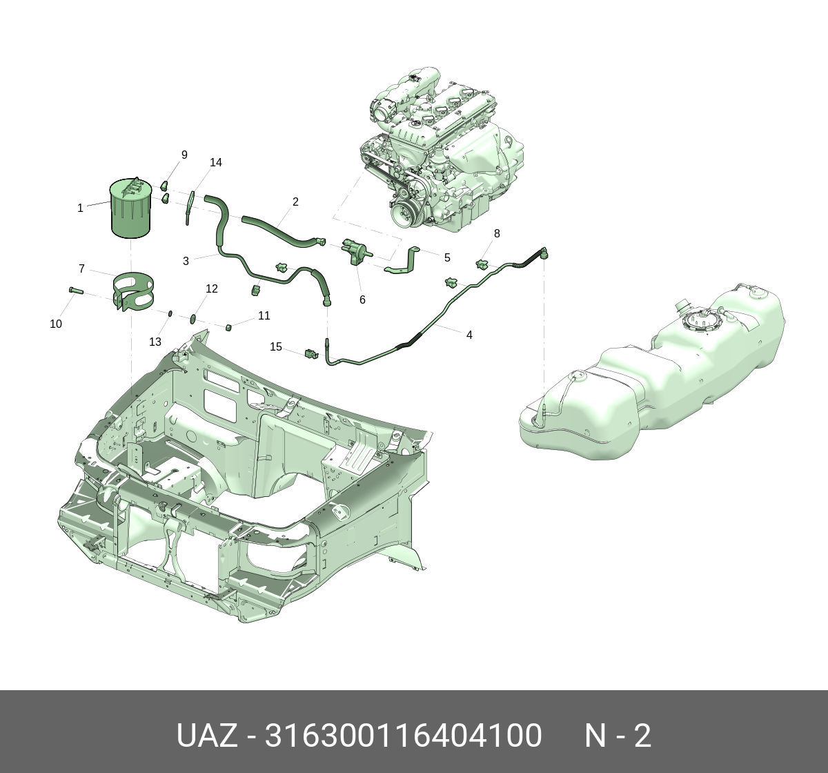 316300116404100 UAZ ТРУБКА СОЕДИНИТЕЛЬНАЯ