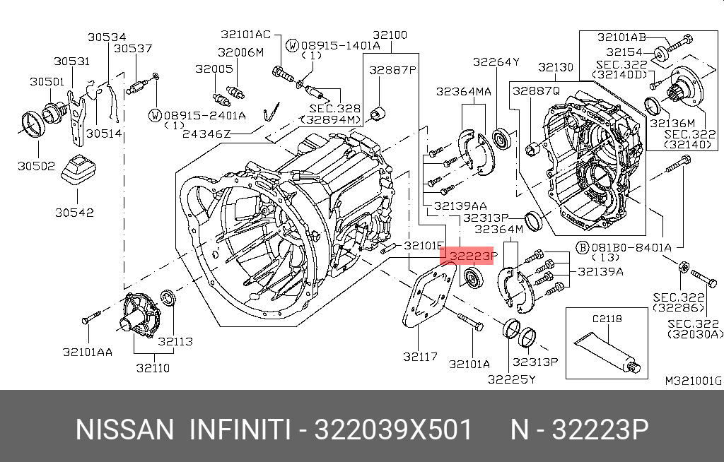 322039X501 NISSAN ПОДШИПНИК ШАРИКОВЫЙ