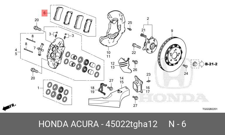 45022TGHA12 HONDA Колодки тормозные дисковые
