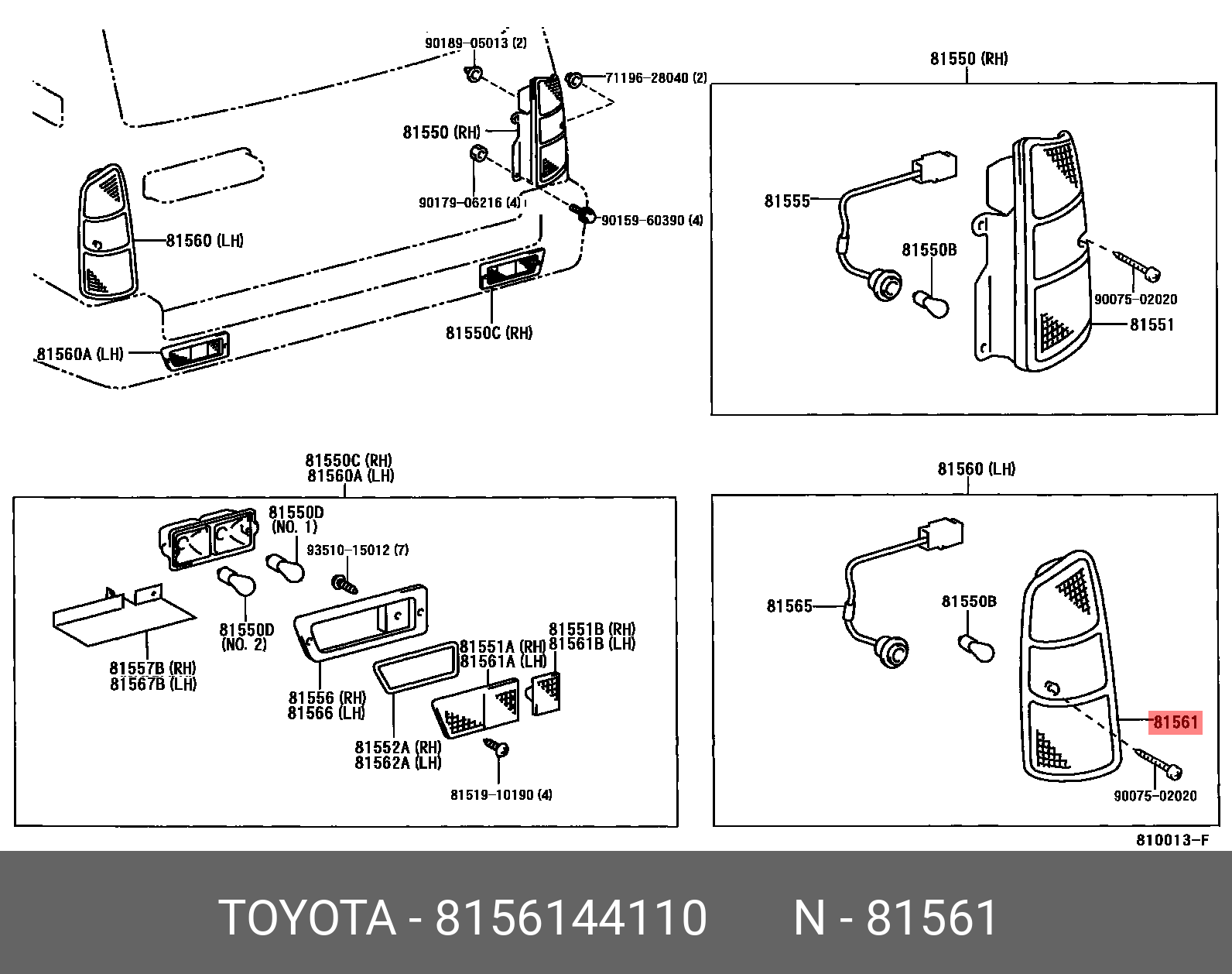 8156144110 TOYOTA ФОНАРЬ ЗАДНИЙ