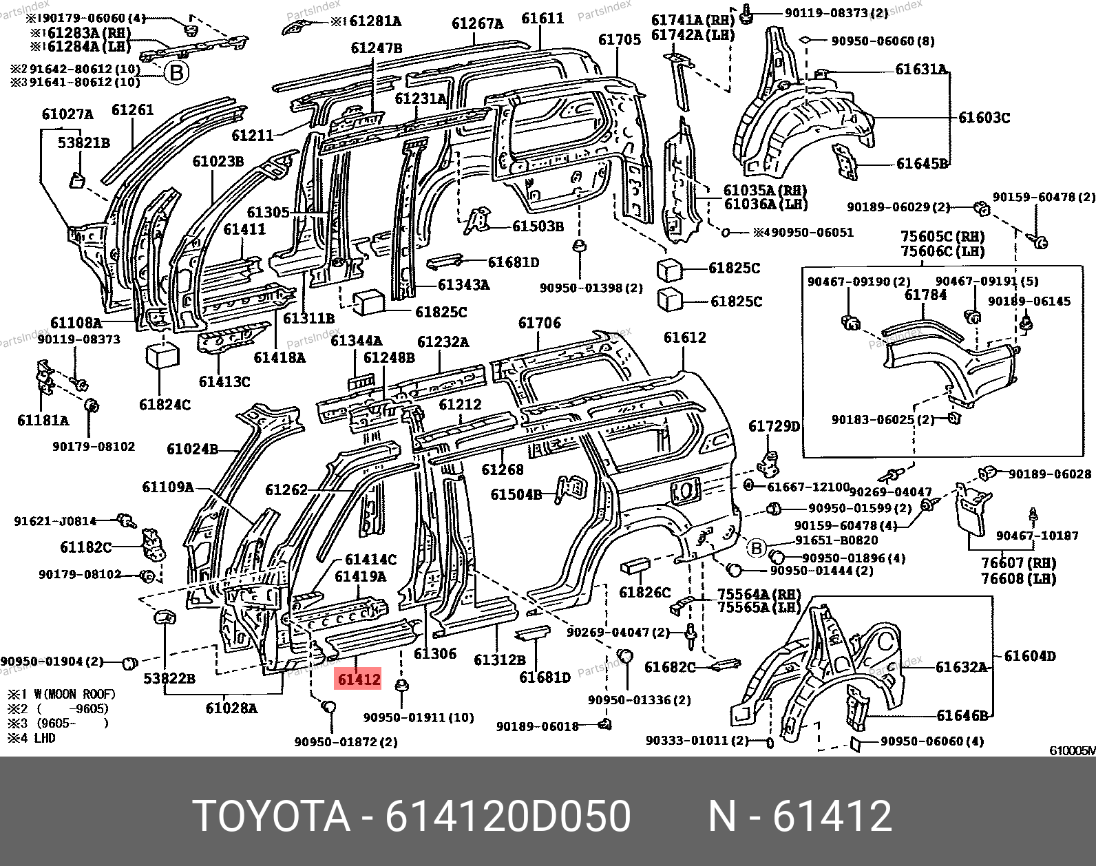 614120D050 TOYOTA Панель порога