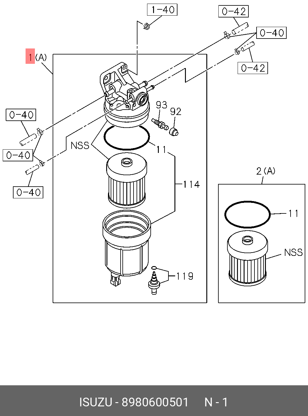 8980600501 ISUZU 03.890 FILTER ASM; FUEL