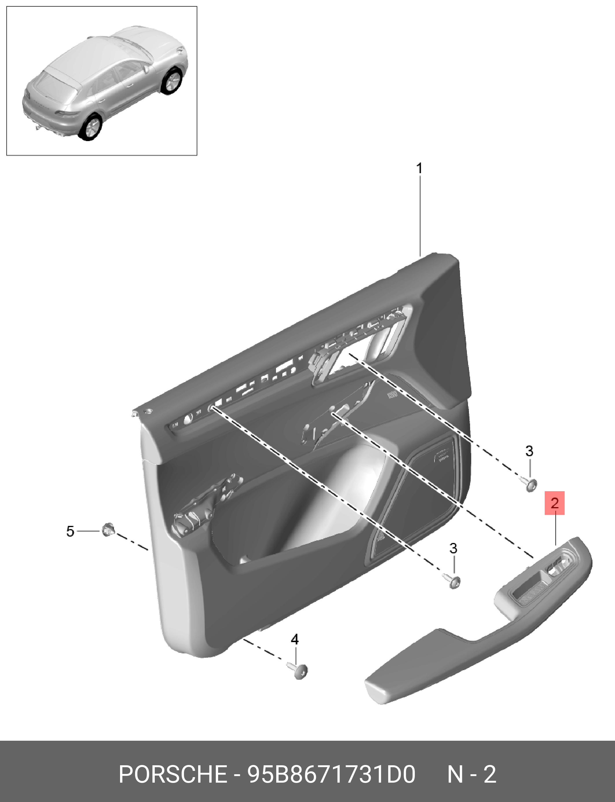 95B8671731D0 PORSCHE ARMLEHNE