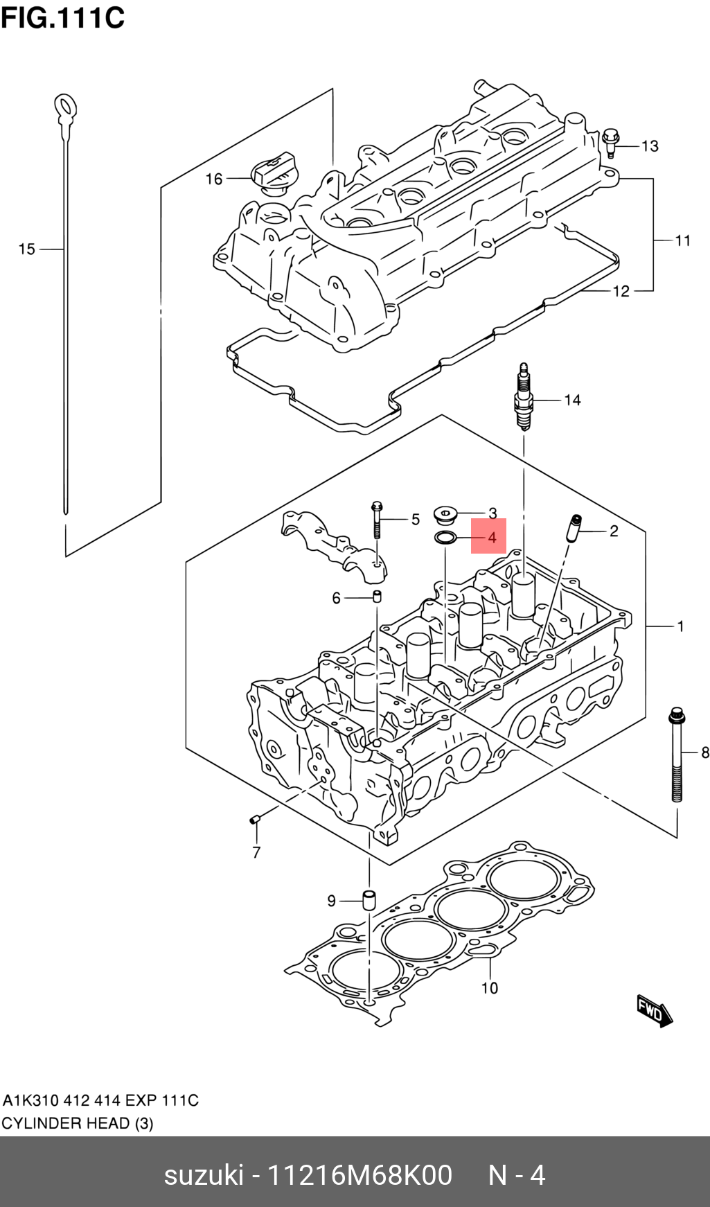 11216M68K00 SUZUKI GASKET, M18 PLUG