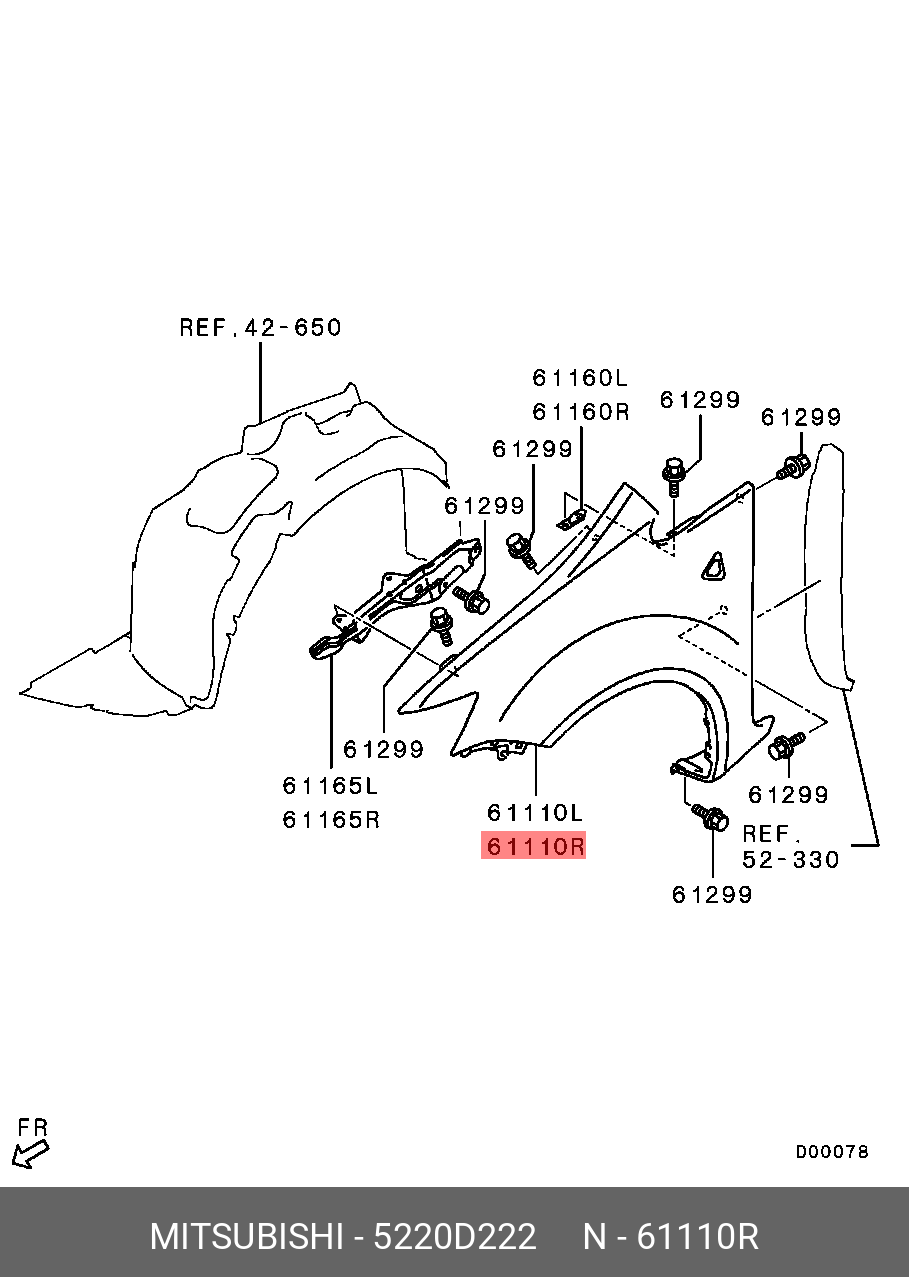 5220D222 MITSUBISHI Крыло переднее правое