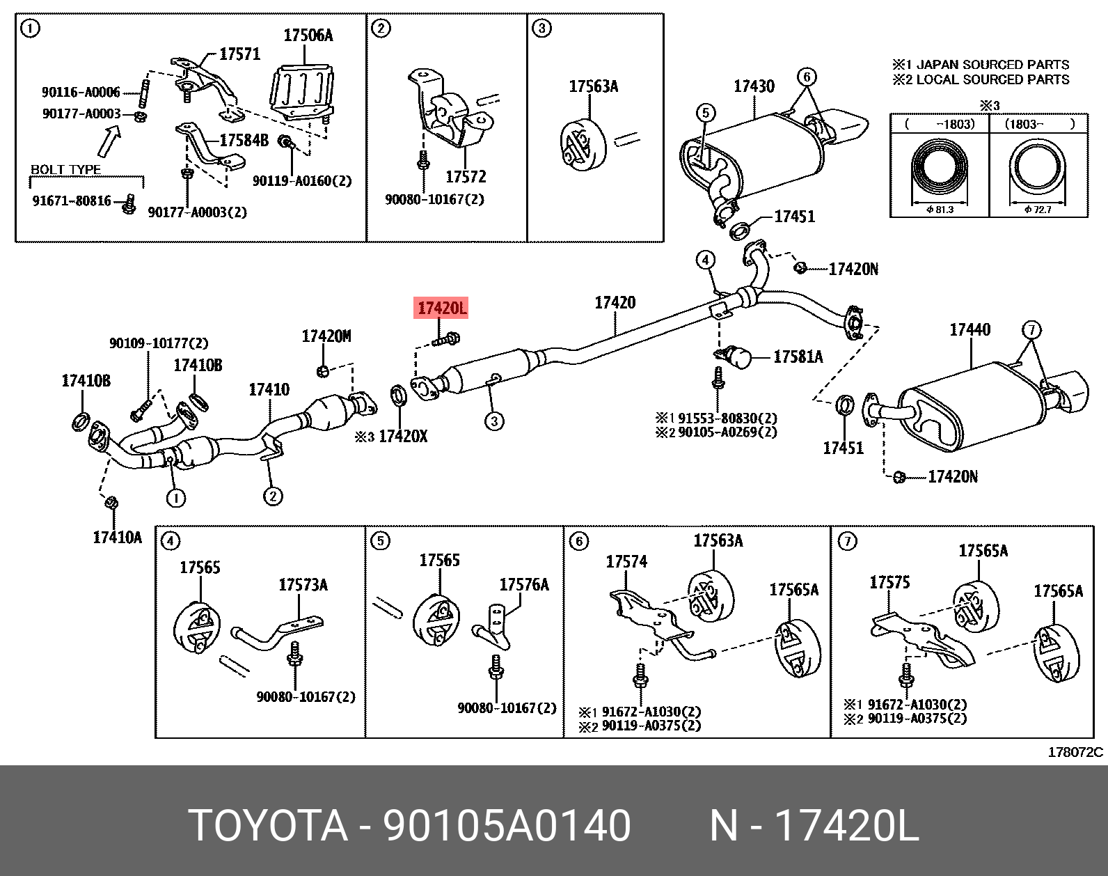 90105A0140 TOYOTA БОЛТ