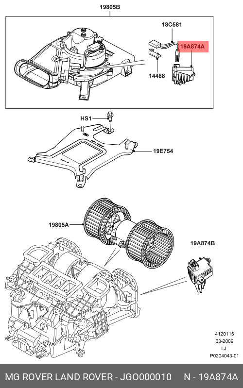 JGO000010 LAND ROVER BETAETIGUNGSHEBEL,BETAETIGUNGSHEBEL,Regulator, passenger compartment fan