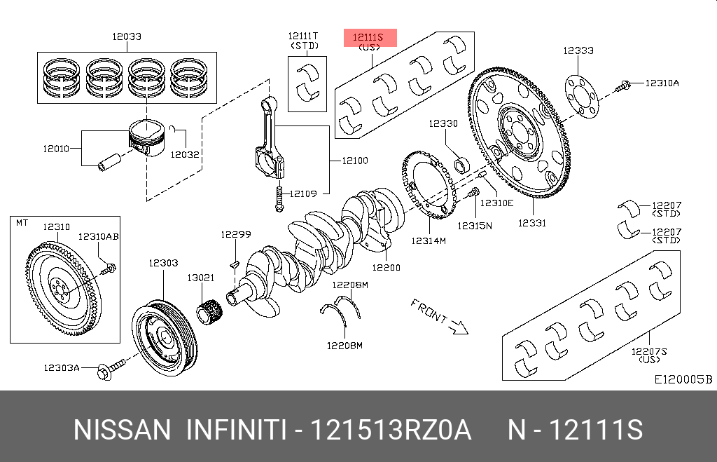 121513RZ0A NISSAN Вкладыши шатунные
