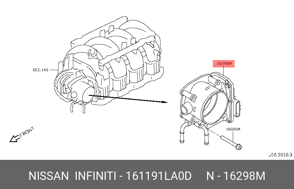 161191LA0D NISSAN КОРПУС ДРОССЕЛЬНОЙ ЗАСЛОНКИ