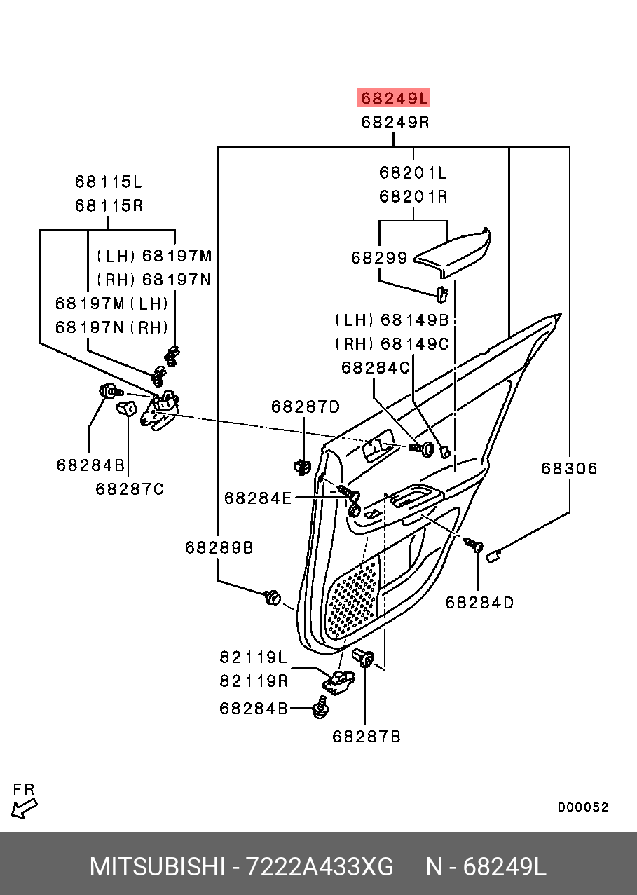 7222A433XG MITSUBISHI Обшивка задней левой двери