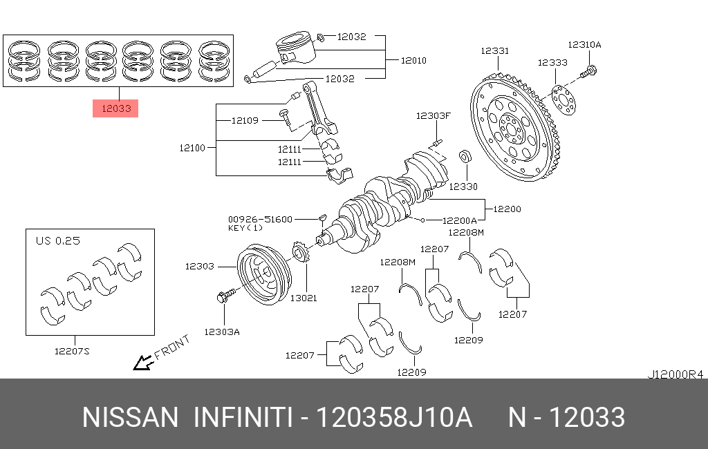 120358J10A NISSAN КОЛЬЦА ПОРШНЕВЫЕ