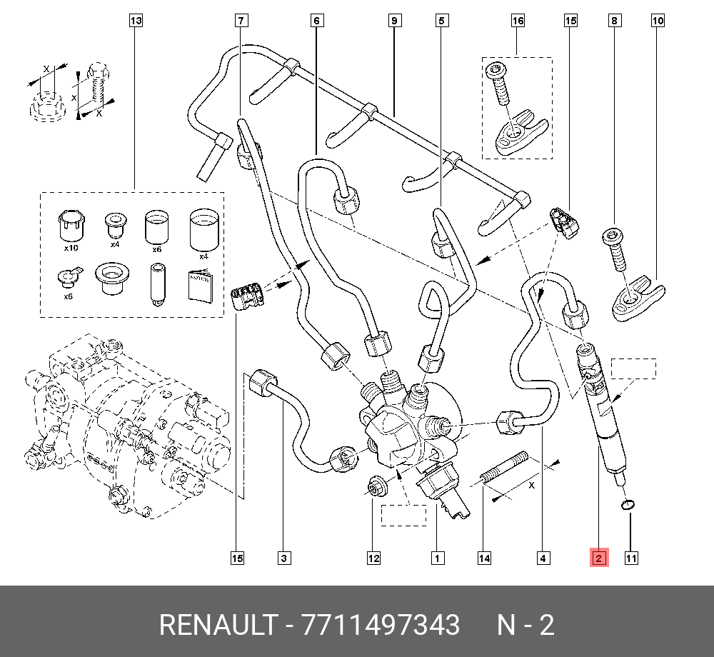 7711497343 RENAULT ФОРСУНКА ДИЗЕЛЬНОГО ДВИГАТЕЛЯ