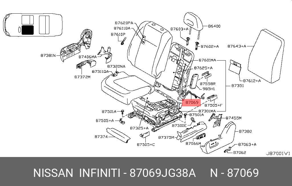 87069JG38A NISSAN Жгут проводов сиденья