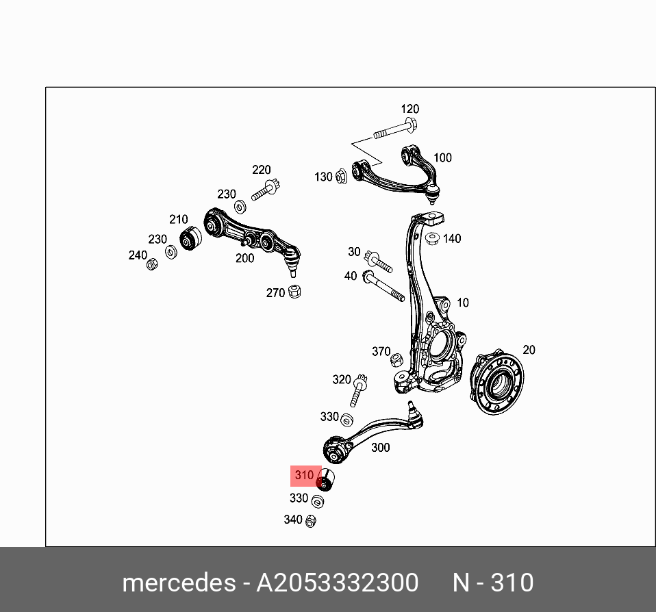 2053332300 MERCEDES-BENZ ОПОРА РЫЧАГА РУЛЕВОГО