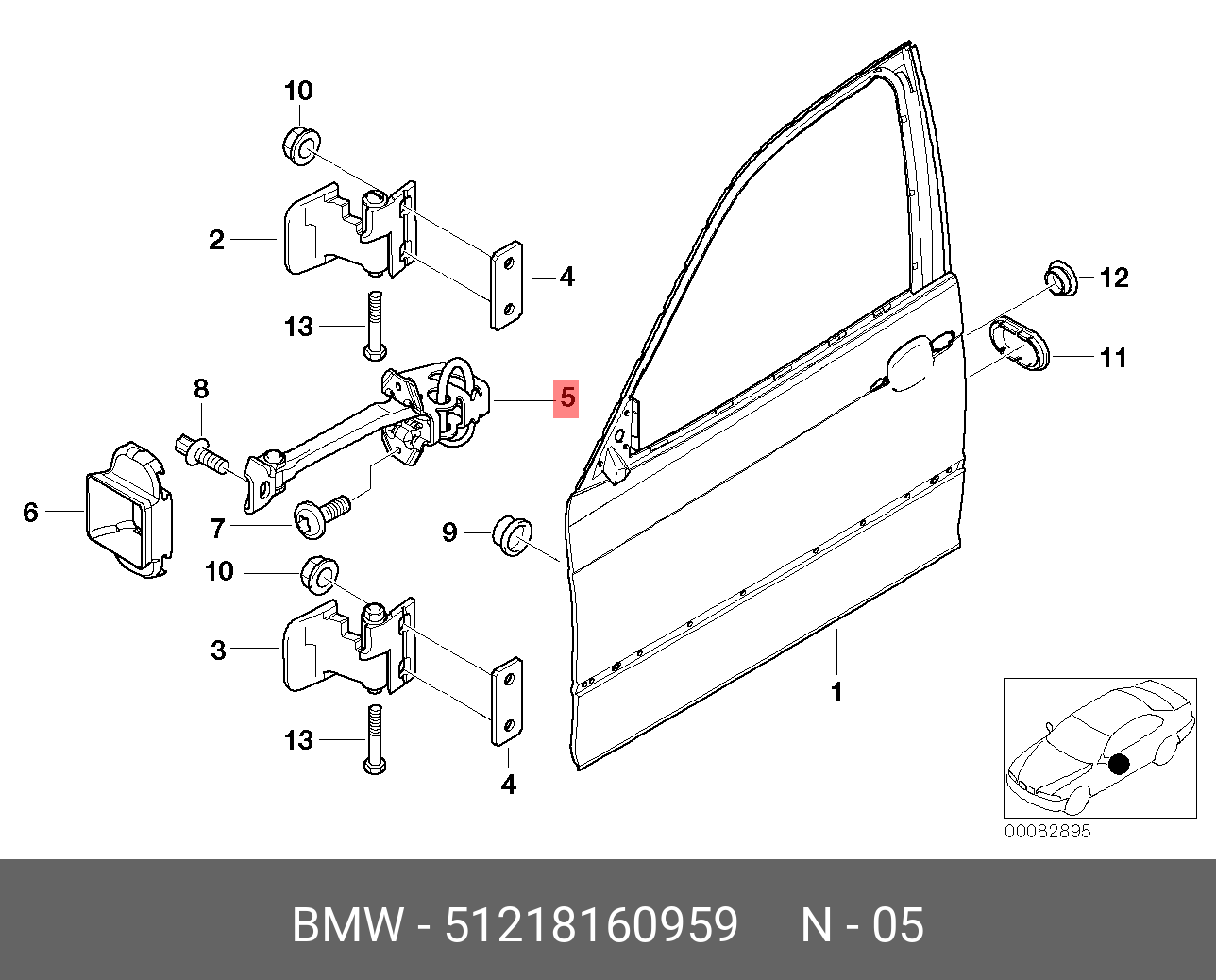 51217175651 BMW Трос наружной ручки двери Пд купить в интернет-магазине AvtoTO