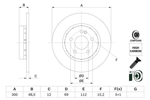 0986479H49 BOSCH Диск тормозной